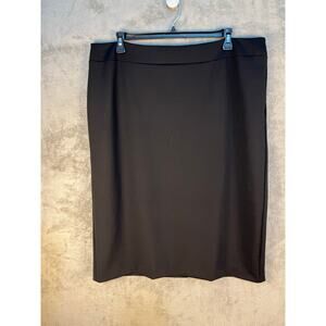 Marina Rinaldi Voyage Pencil Skirt XL Black Scuba Knit Midi Preppy Academia